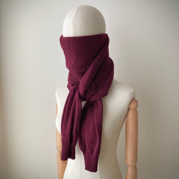 joodito 100% cashmere sweater wrap preppy tie scarf burgundy maroon dark red - Picture 2 of 12